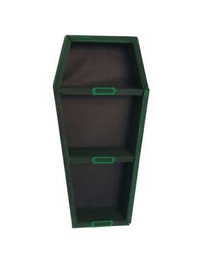 Decorative Green & Black Cedar Coffin Shelf with Nameplates